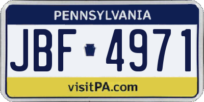PA license plate JBF4971