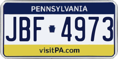 PA license plate JBF4973