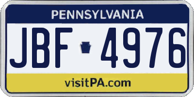 PA license plate JBF4976