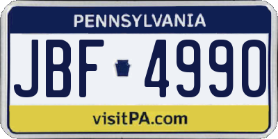 PA license plate JBF4990