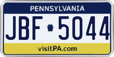 PA license plate JBF5044