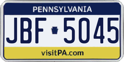 PA license plate JBF5045
