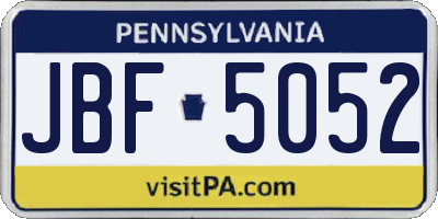 PA license plate JBF5052