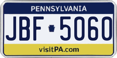 PA license plate JBF5060