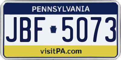 PA license plate JBF5073