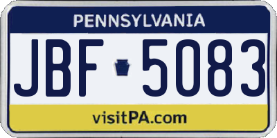 PA license plate JBF5083