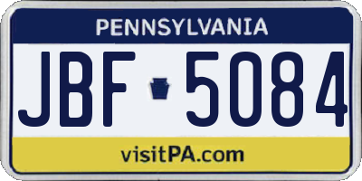 PA license plate JBF5084
