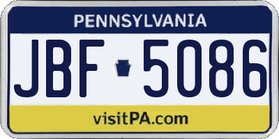 PA license plate JBF5086