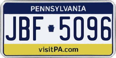 PA license plate JBF5096