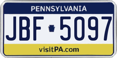 PA license plate JBF5097