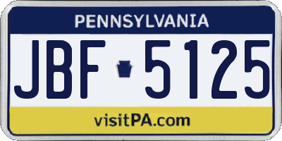 PA license plate JBF5125