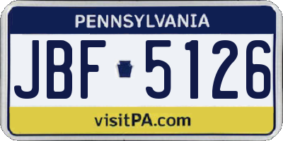 PA license plate JBF5126