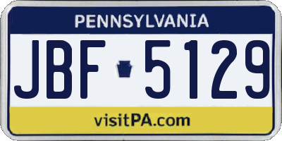 PA license plate JBF5129