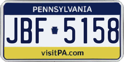 PA license plate JBF5158