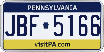 PA license plate JBF5166