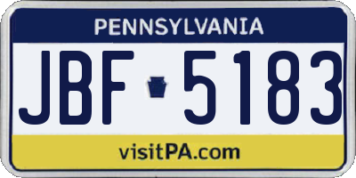 PA license plate JBF5183
