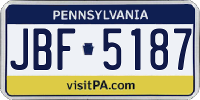 PA license plate JBF5187