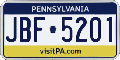 PA license plate JBF5201