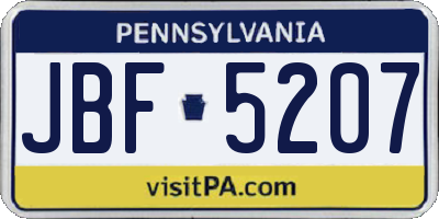 PA license plate JBF5207