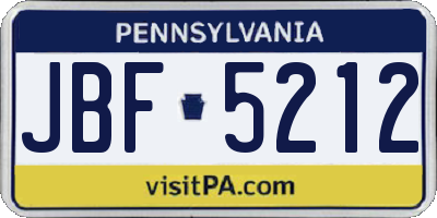 PA license plate JBF5212