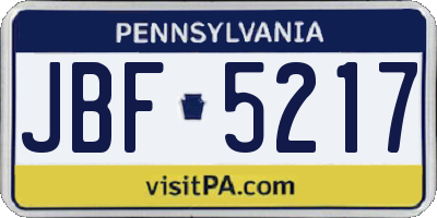 PA license plate JBF5217