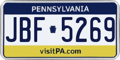 PA license plate JBF5269