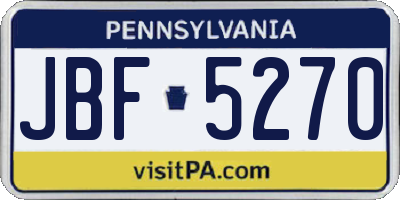 PA license plate JBF5270