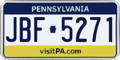 PA license plate JBF5271