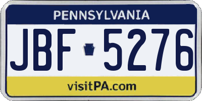 PA license plate JBF5276