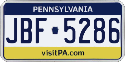 PA license plate JBF5286