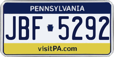 PA license plate JBF5292