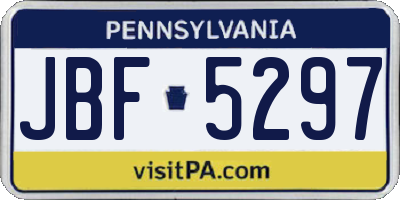 PA license plate JBF5297