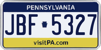 PA license plate JBF5327
