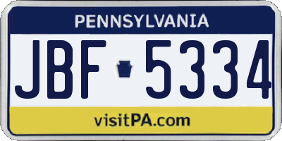 PA license plate JBF5334