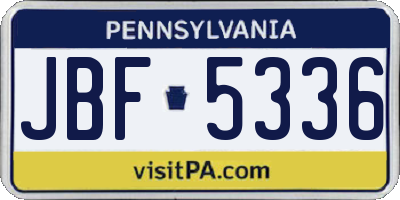PA license plate JBF5336
