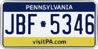 PA license plate JBF5346