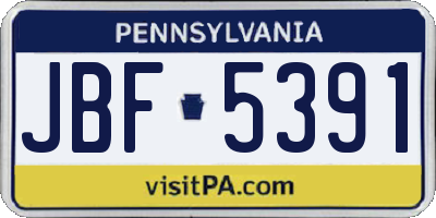 PA license plate JBF5391