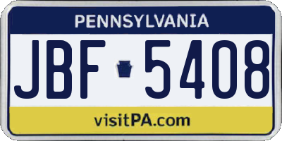 PA license plate JBF5408