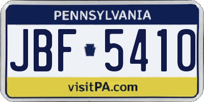 PA license plate JBF5410