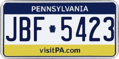 PA license plate JBF5423
