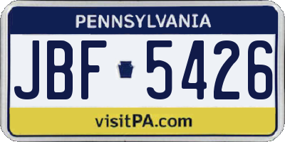 PA license plate JBF5426