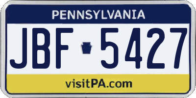 PA license plate JBF5427