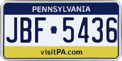 PA license plate JBF5436