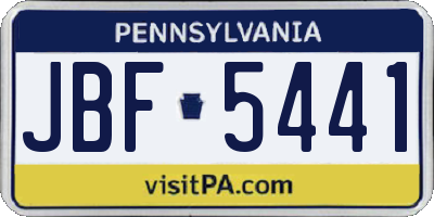 PA license plate JBF5441