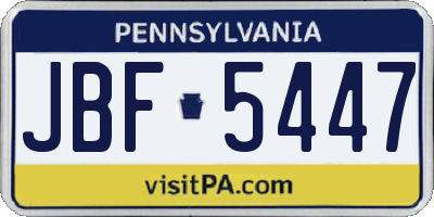 PA license plate JBF5447