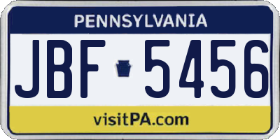 PA license plate JBF5456