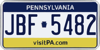 PA license plate JBF5482