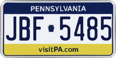 PA license plate JBF5485
