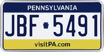 PA license plate JBF5491