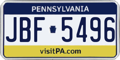 PA license plate JBF5496